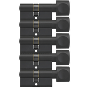 DOM Plura knopcilinder mat zwart – set van 5 gelijksluitende cilinders