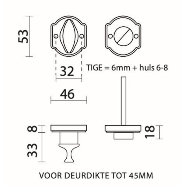 HDD Pro WC-garnituur Ralph Font in matzwart messing, detailweergave