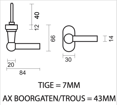 HDD Pro Petra raamkruk Wit – technische tekening met maten