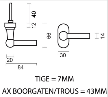 HDD Pro Petra raamkruk Old Silver – technische tekening met maten