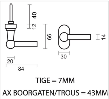 HDD Pro Petra raamkruk Messing Gepolijst – technische tekening met maten