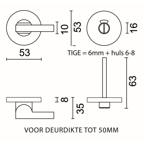 HDD Pro Shape Zero WC-garnituur rond inox met steeltje detail