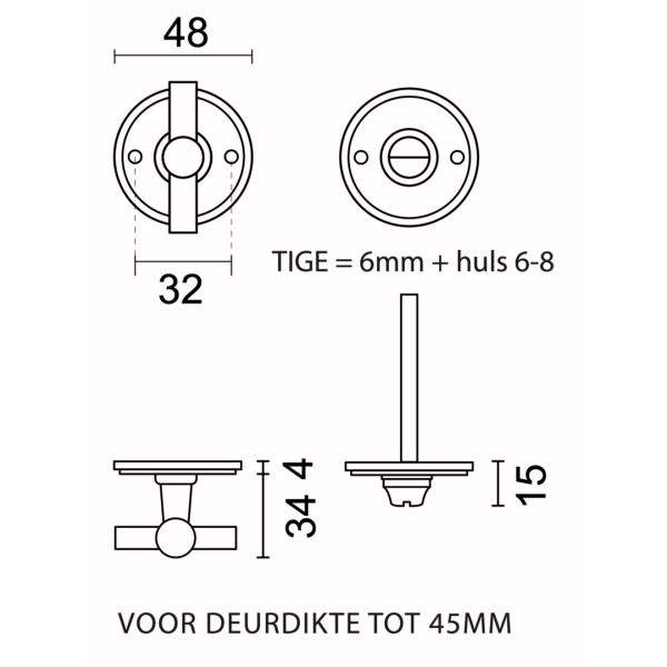 HDD Pro WC-garnituur rond Plat Petana inox look Ø 48 mm – detail