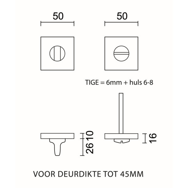 HDD Pro WC-garnituur Square 50 mm Mani Cromsat – detailfoto