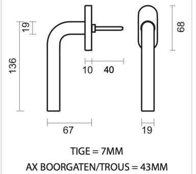 HDD Pro raamkruk L Shape 19 mm Zwart detail