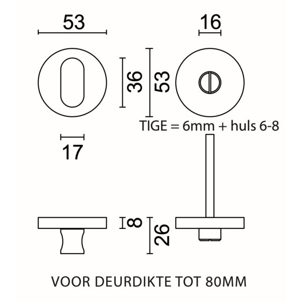HDD Pro WC-garnituur rond Shape Zero inox geborsteld tige 120 mm – detail