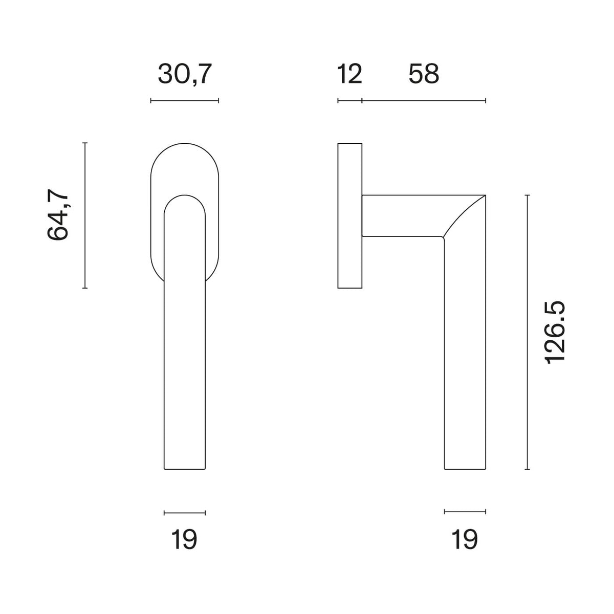 Aprile raamkruk Arabis R – technische tekening met afmetingen