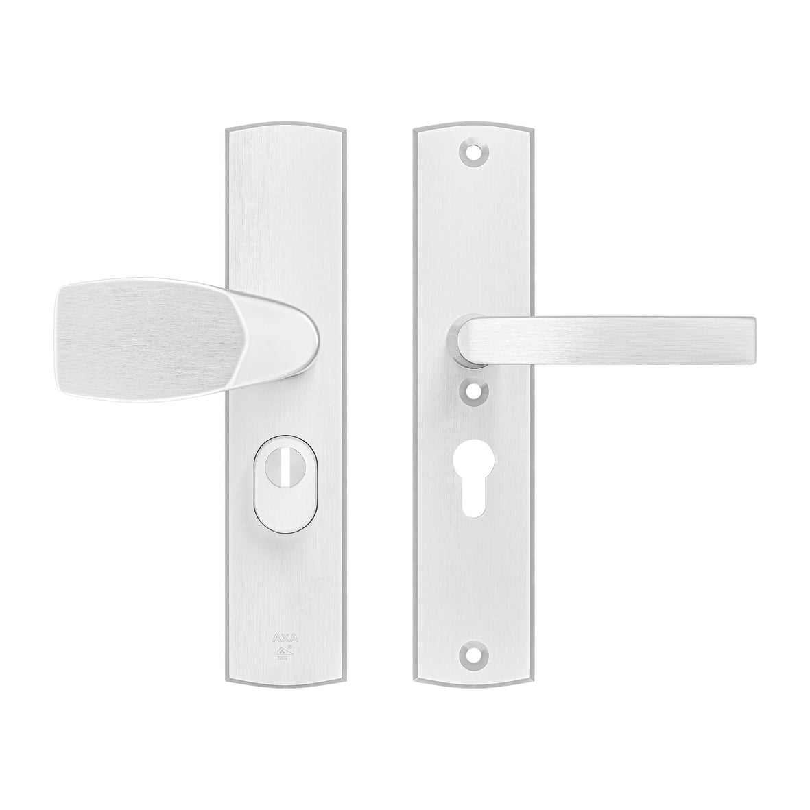 AXA | Veiligheidsbeslag Curve Plus kruk Wing+Blok PC55 anti-kerntrek | Aluminium naturel