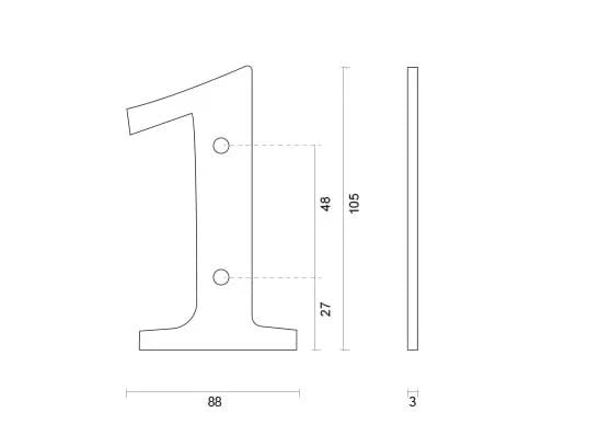 HDD Pro huisnummer 1 retro roest 105 mm – detailafbeelding