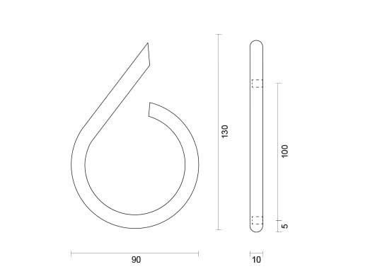 HDD Pro huisnummer 6 messing gepolijst rond 130 mm – detail