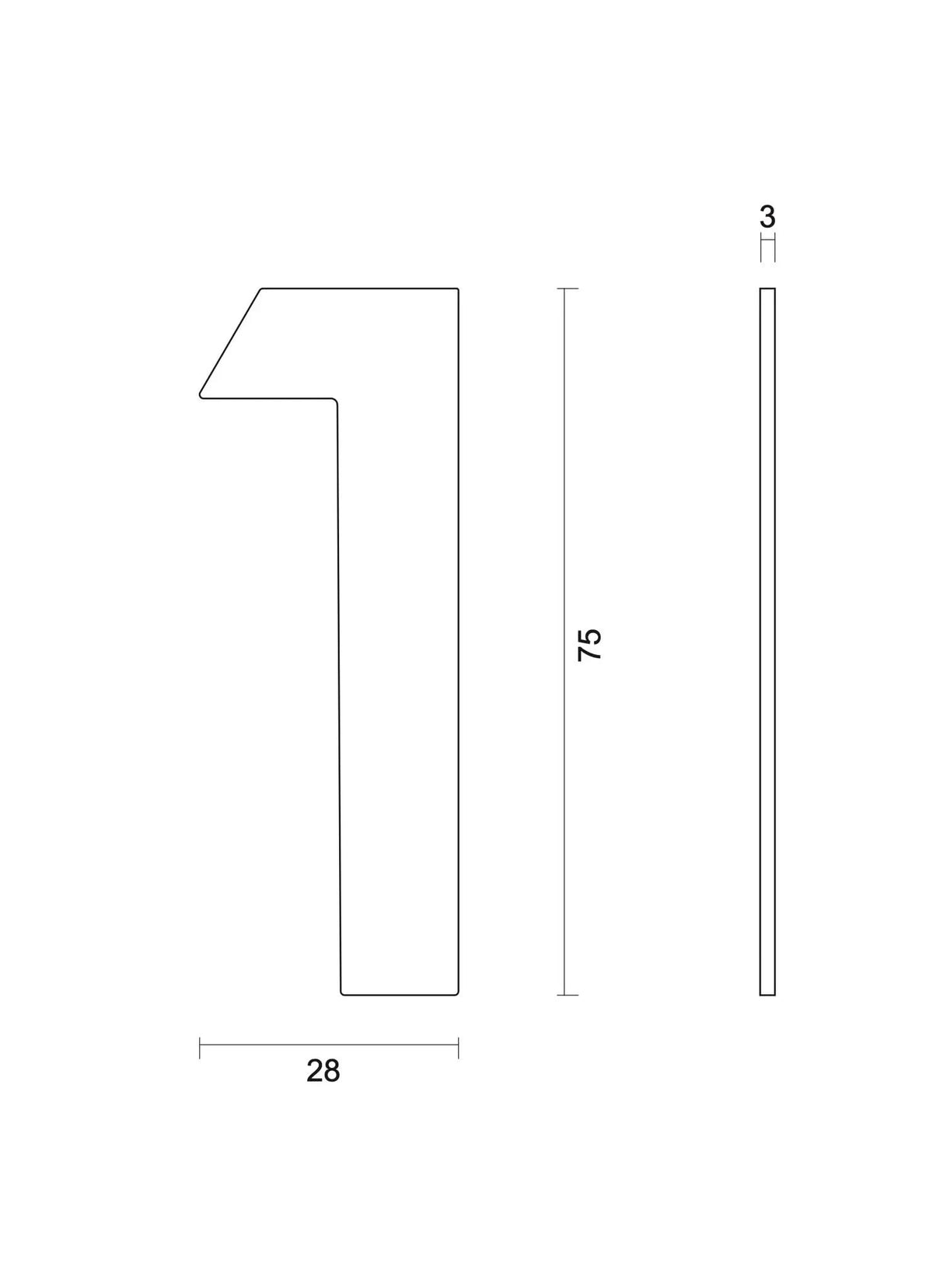 HDD Pro huisnummer 1 RVS zelfklevend 75 mm – detail