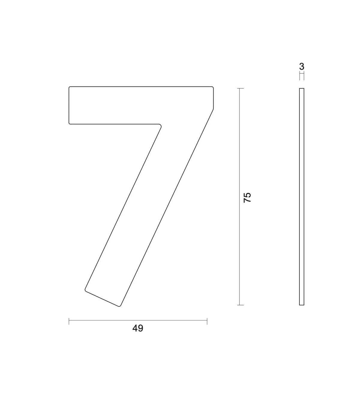 HDD Pro huisnummer 7 plat zelfklevend RVS 75 mm – detail