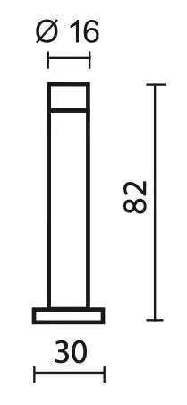 HDD Pro muurdeurstop Ø16x82 mm maatvoering detail