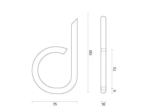 HDD Pro RVS huisletter D rond, hoogte 130 mm – detail