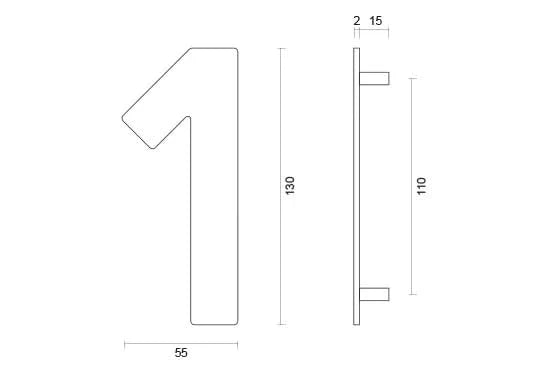 HDD Pro huisnummer 1 RVS geborsteld – rond, afmetingen 130 x 75 mm