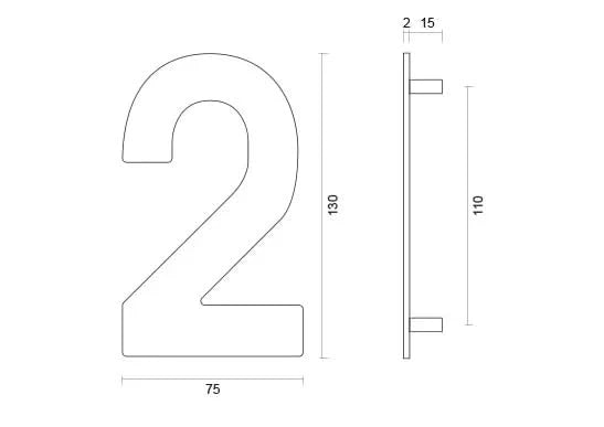 HDD Pro huisnummer 2 RVS geborsteld – rond, afmetingen 130 x 75 mm