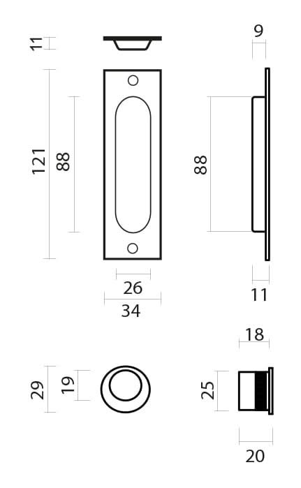 HDD Pro Schuifdeurkom Inkapschelp Fra Ovaal Gunmetal – detail
