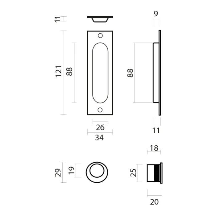 HDD Pro Schuifdeurkom Inkapschelp Fra Ovaal Carre Inox Look – detail