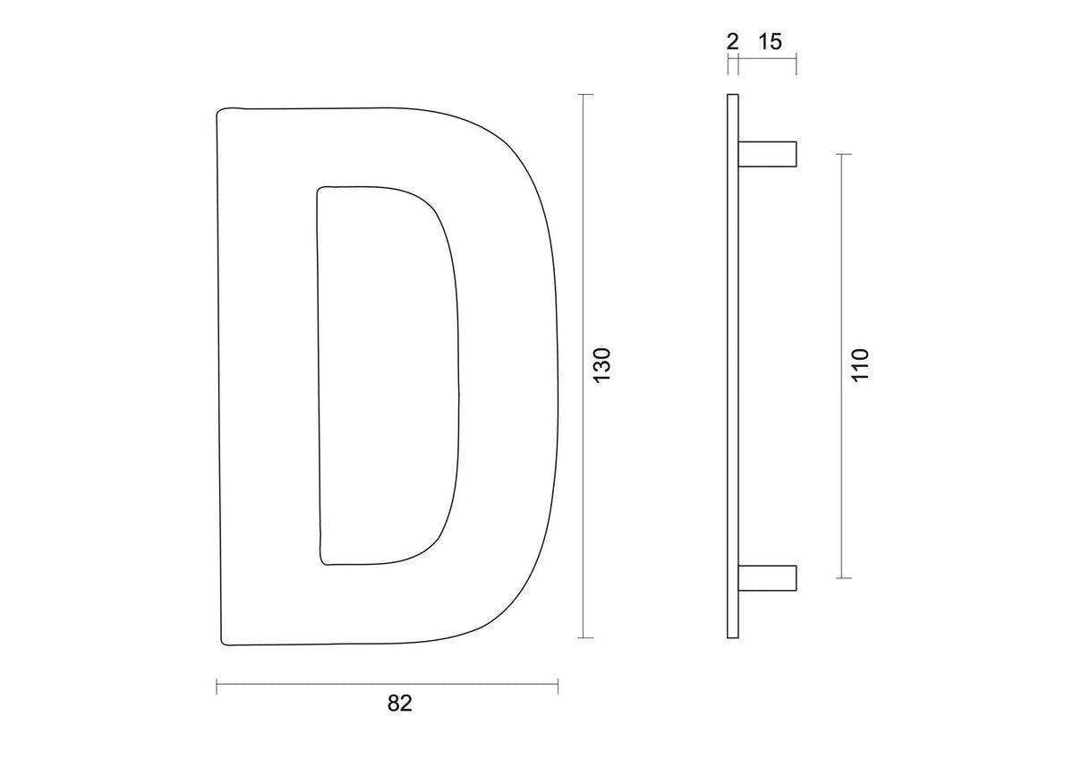 HDD Pro Huisletter Plat D Zwart Structuur UV – detail