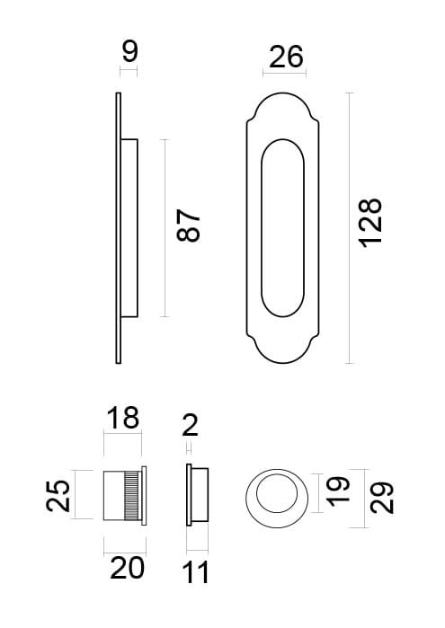 HDD Pro schuifdeurkom Retro Ovaal zwart – detail