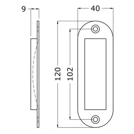 Hermeta schuifdeurkom ovaal zwart 120x40 mm – productweergave