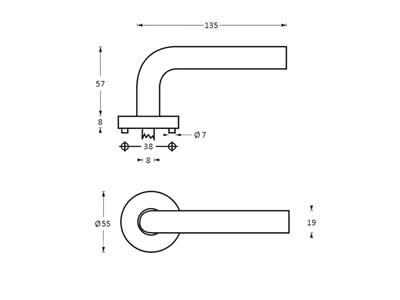 Intersteel deurkruk rond op geveerde rozet RVS – detail