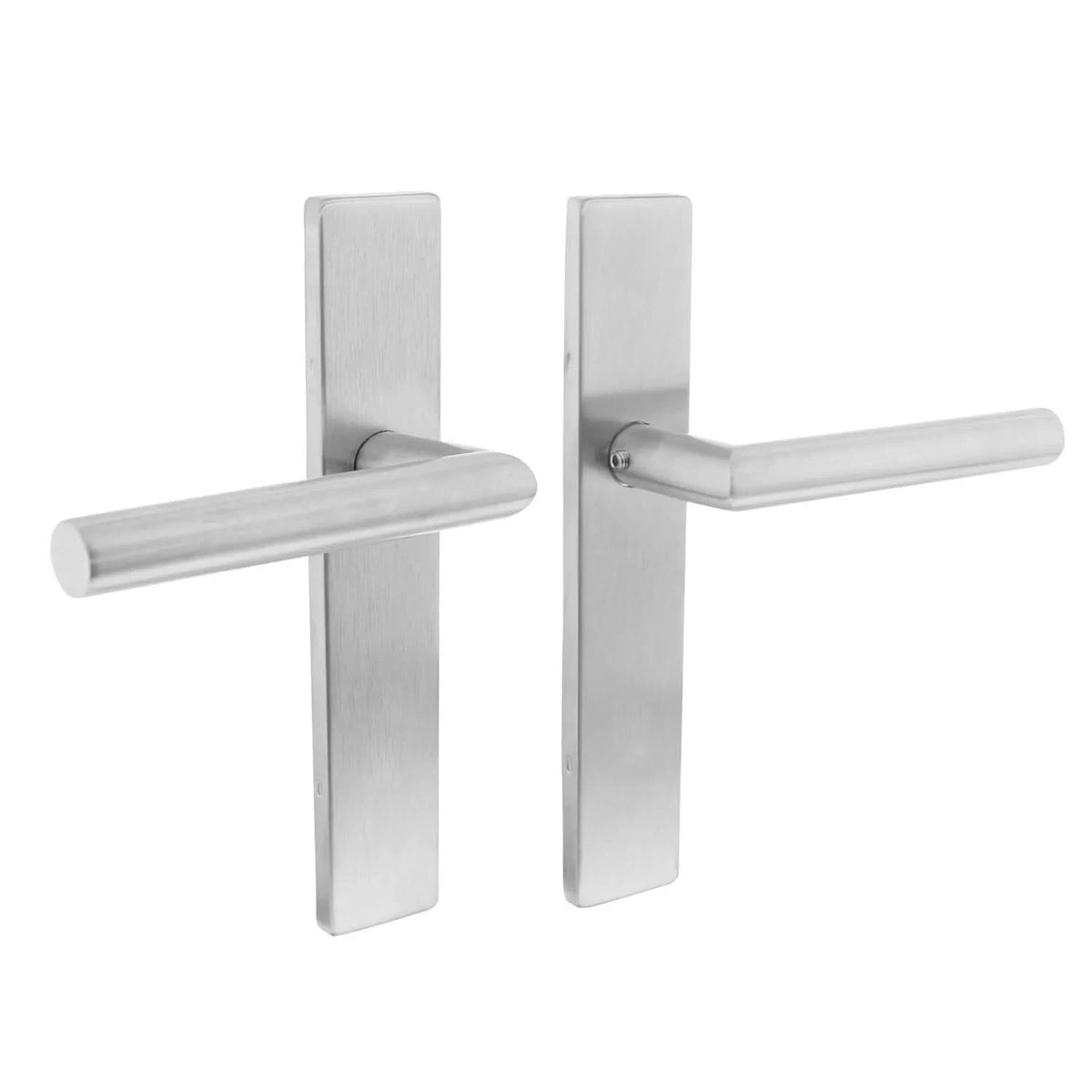Intersteel deurkruk Hoek 90° rechthoekig schild rvs geborsteld vooraanzicht