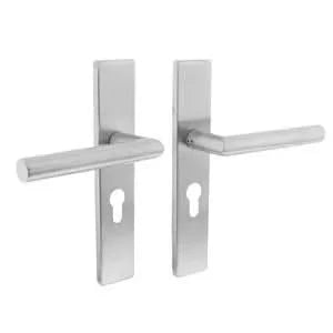 Intersteel deurkruk Hoek 90° rechthoekig schild rvs geborsteld gemonteerd