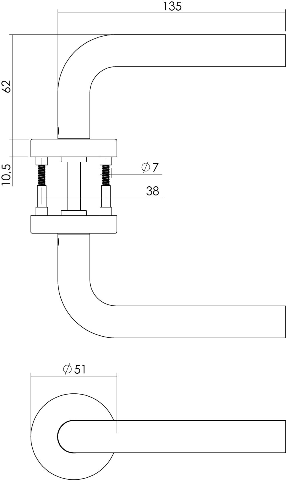 Intersteel deurkruk recht ATP rozet RVS – detail rozet