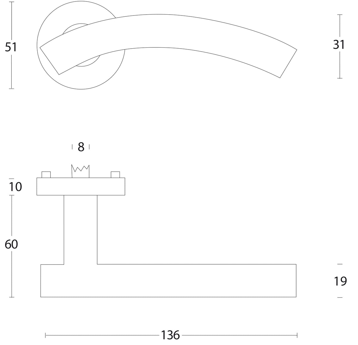 Intersteel deurkruk gebogen ATP rozet RVS – detail rozet