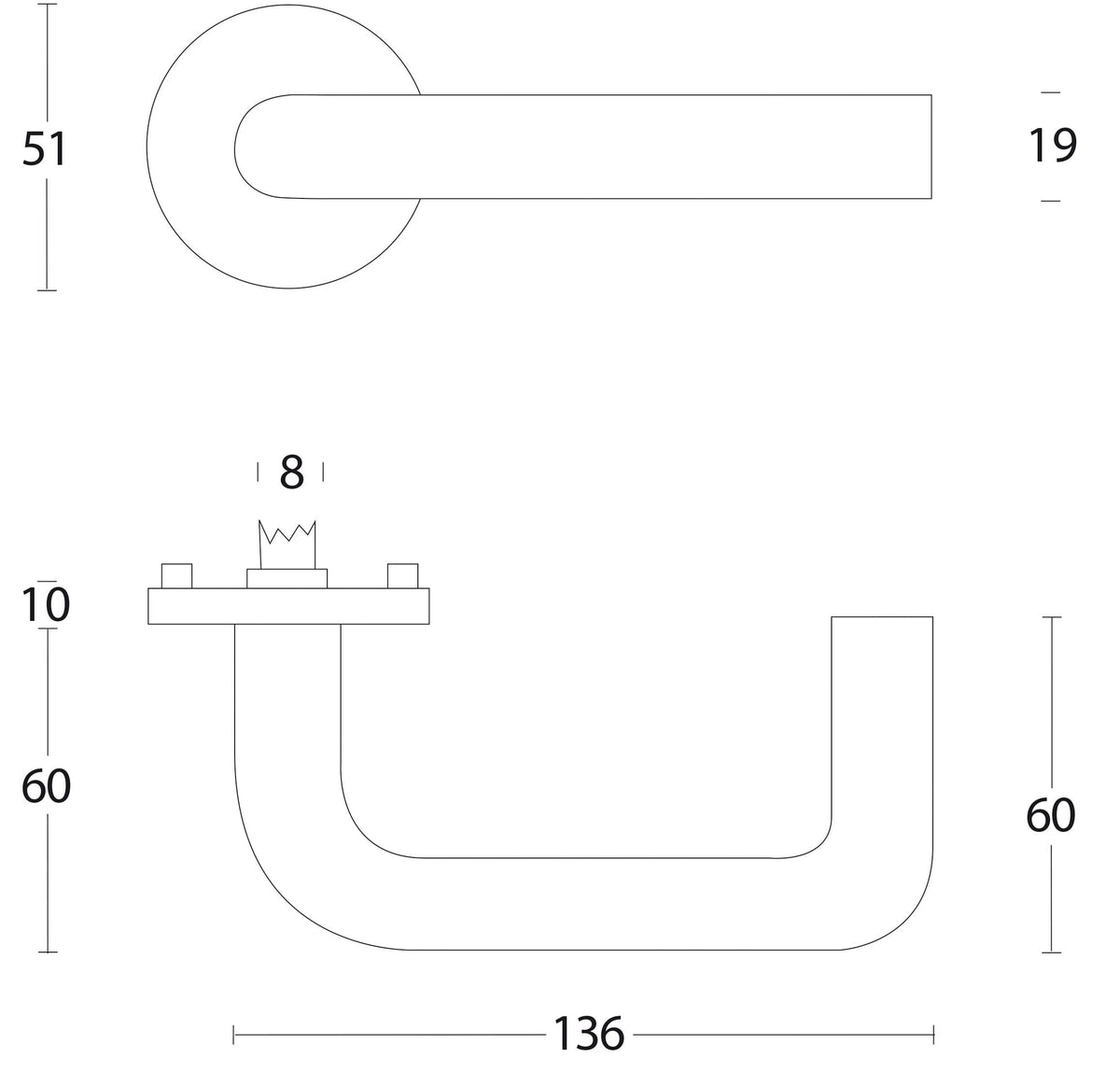 Intersteel deurkruk rond ATP rozet RVS – detail rozet