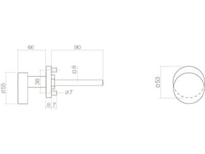 Intersteel knop op rond RVS geborsteld – detail