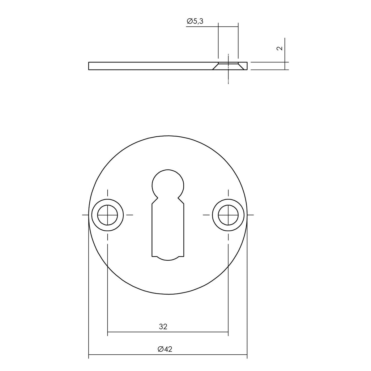 Intersteel rozet met sleutelgat RVS geborsteld detail