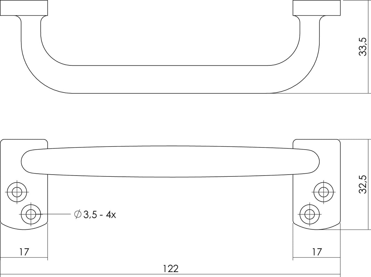 Intersteel meubelgreep 122mm chroom detail