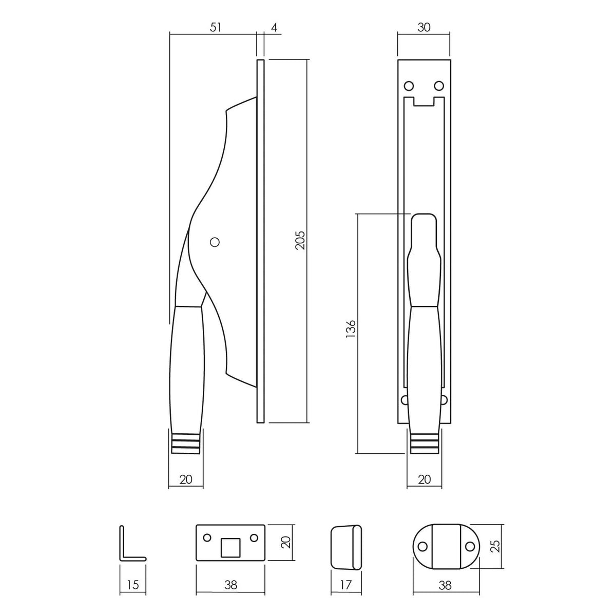 Intersteel pomp-espagnolet Ton 222 nikkel/ebbenhout – detail