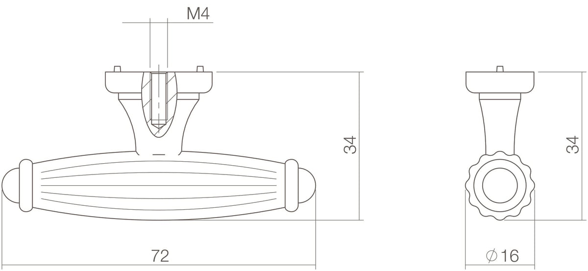 Intersteel meubelknop gerild 72 mm oud grijs detail