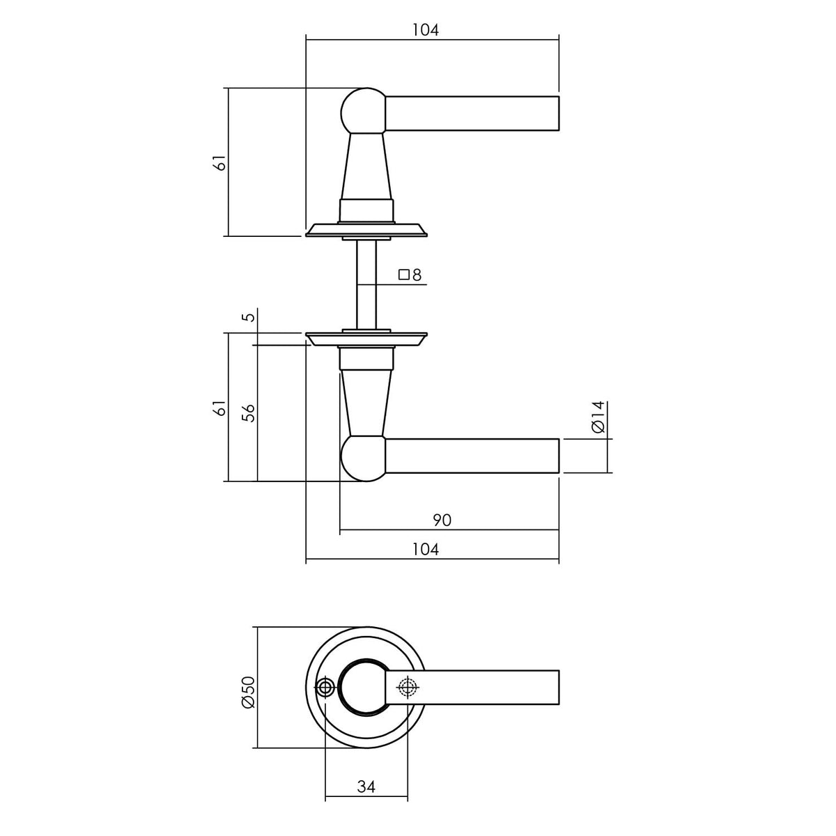 Intersteel deurkruk L-L Bol mat zwart – detail