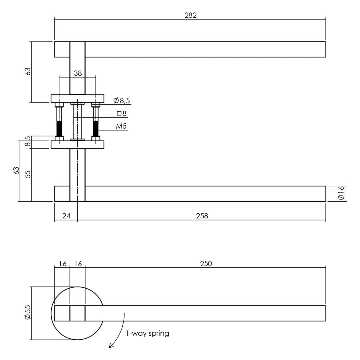 Intersteel deurkruk Shiraat 250 mm op rozet PVD zwart - detail