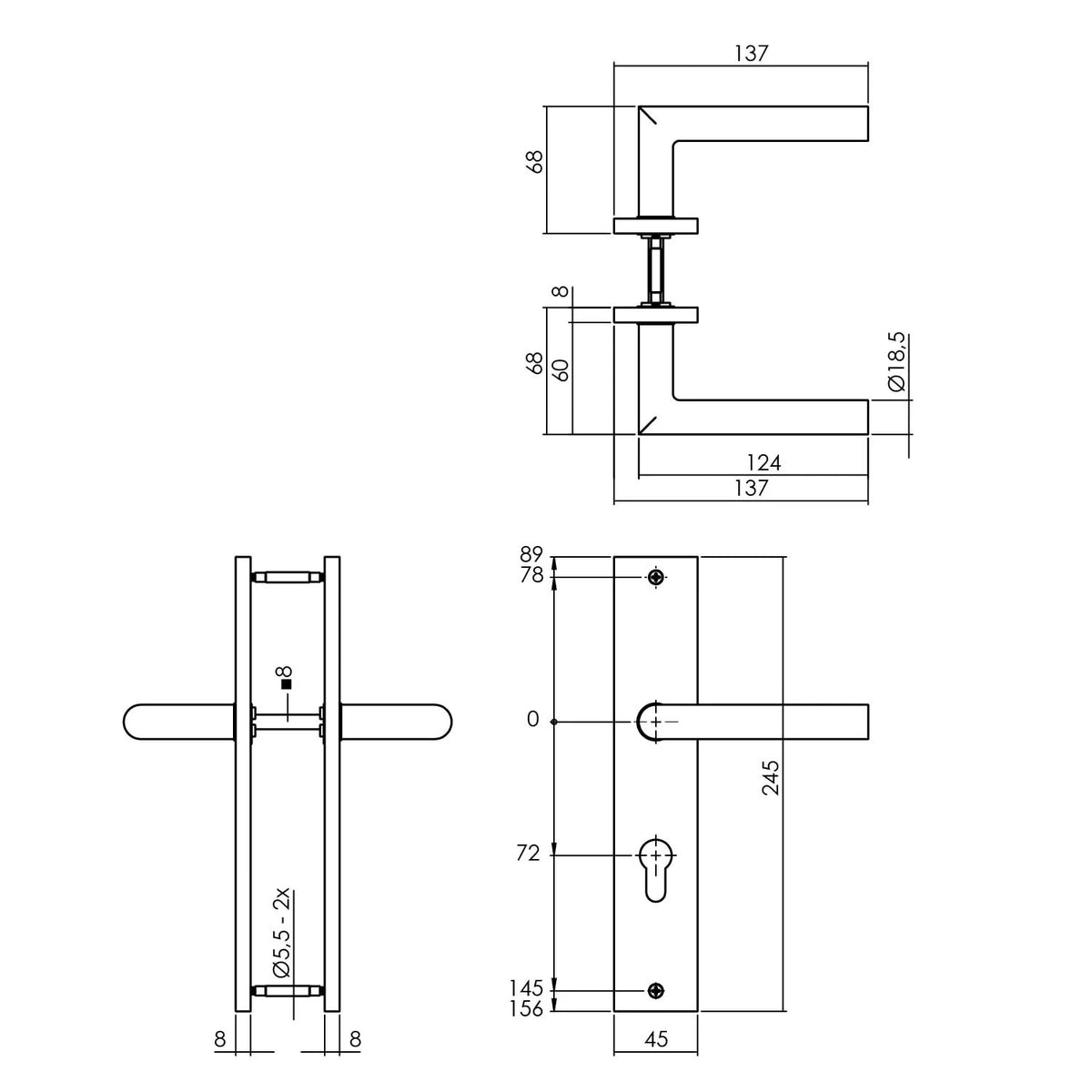 Intersteel deurkruk Bastian op schild Mat zwart detail
