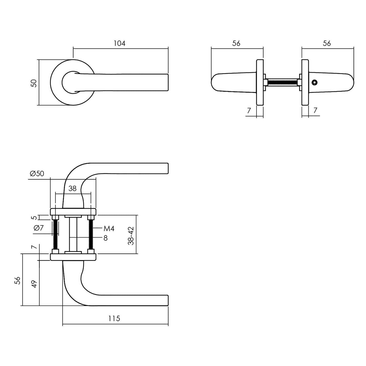 Intersteel deurbeslagset loopslot met deurkruk Eucla mat zwart – detail