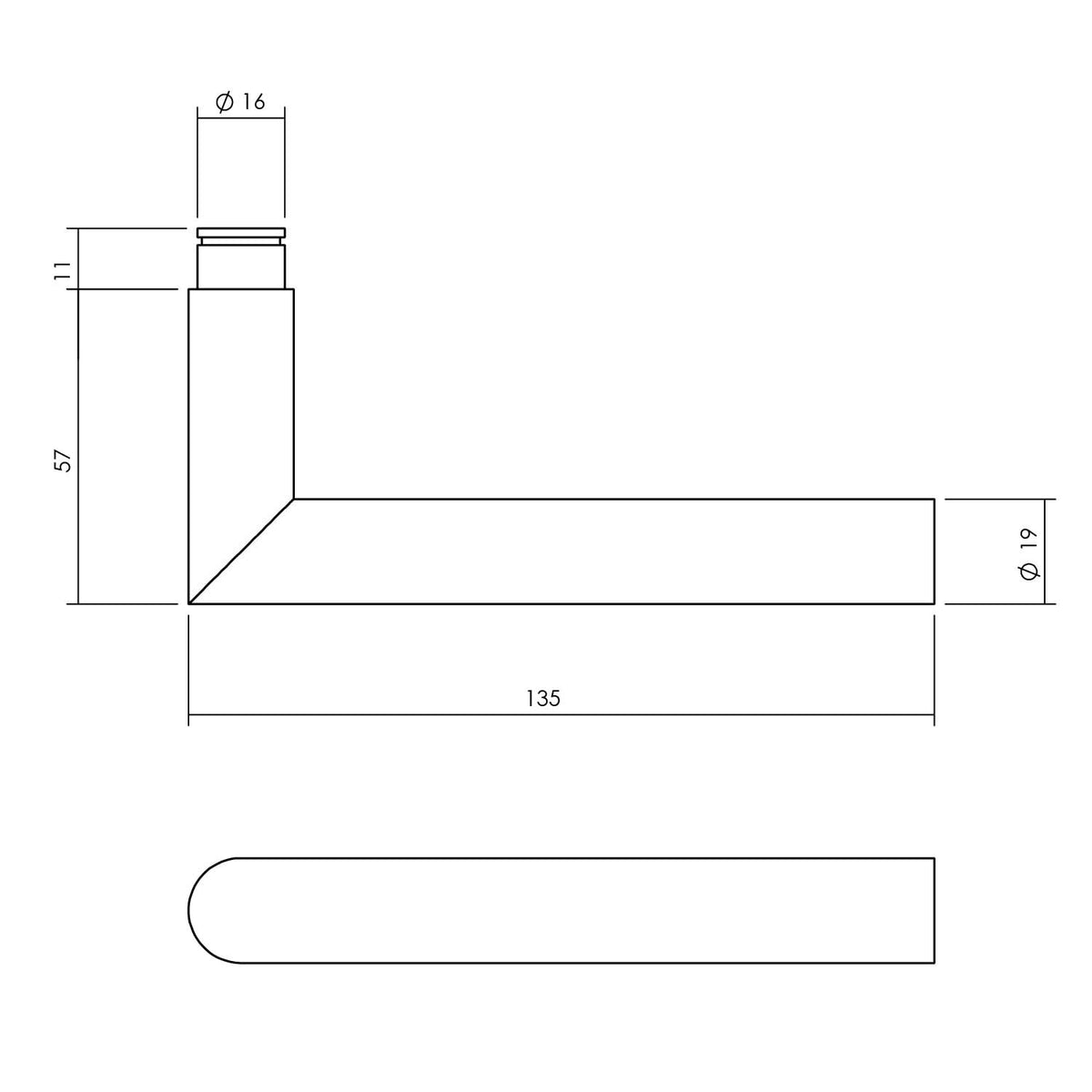 Intersteel kruk-espagnolet rechts Hoek 90° zwart – detail hoeksluitplaat