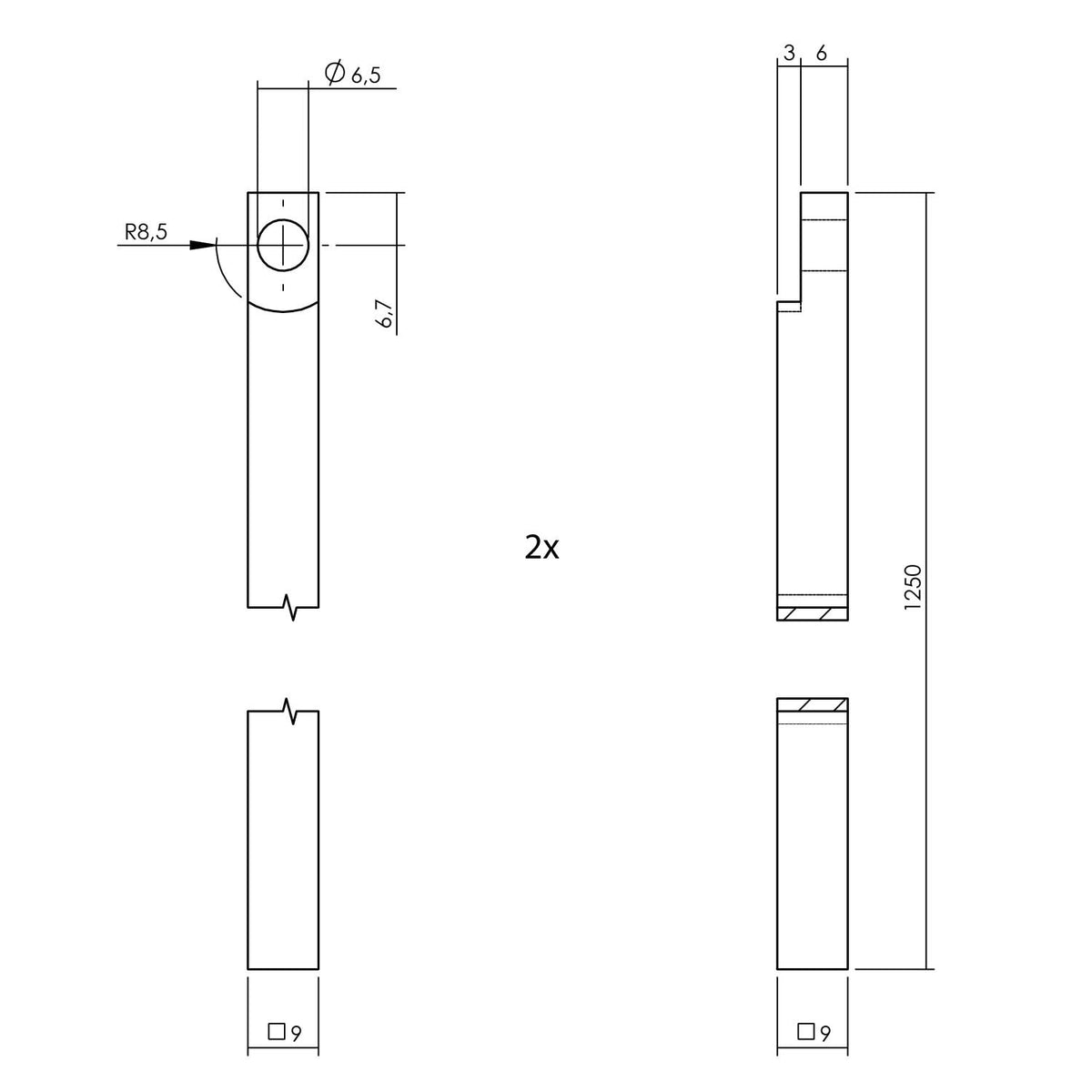 Intersteel kruk-espagnolet rechts Hoek 90° zwart – gemonteerd