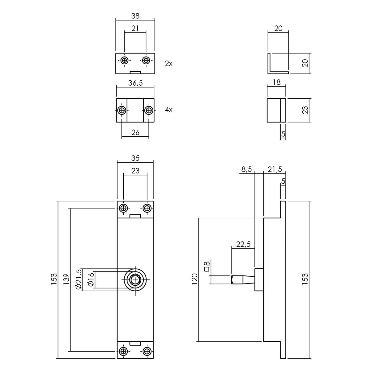 Intersteel kruk-espagnolet rechts L-recht zwart – detail kruk