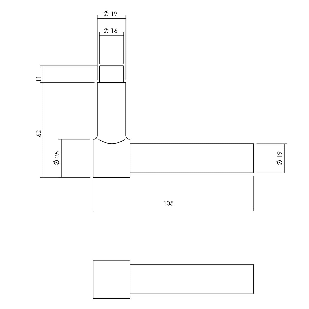 Intersteel kruk-espagnolet rechts L-recht zwart – detail hoeksluitplaat