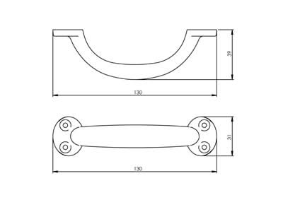 Intersteel meubelgreep 130 mm mat zwart detail