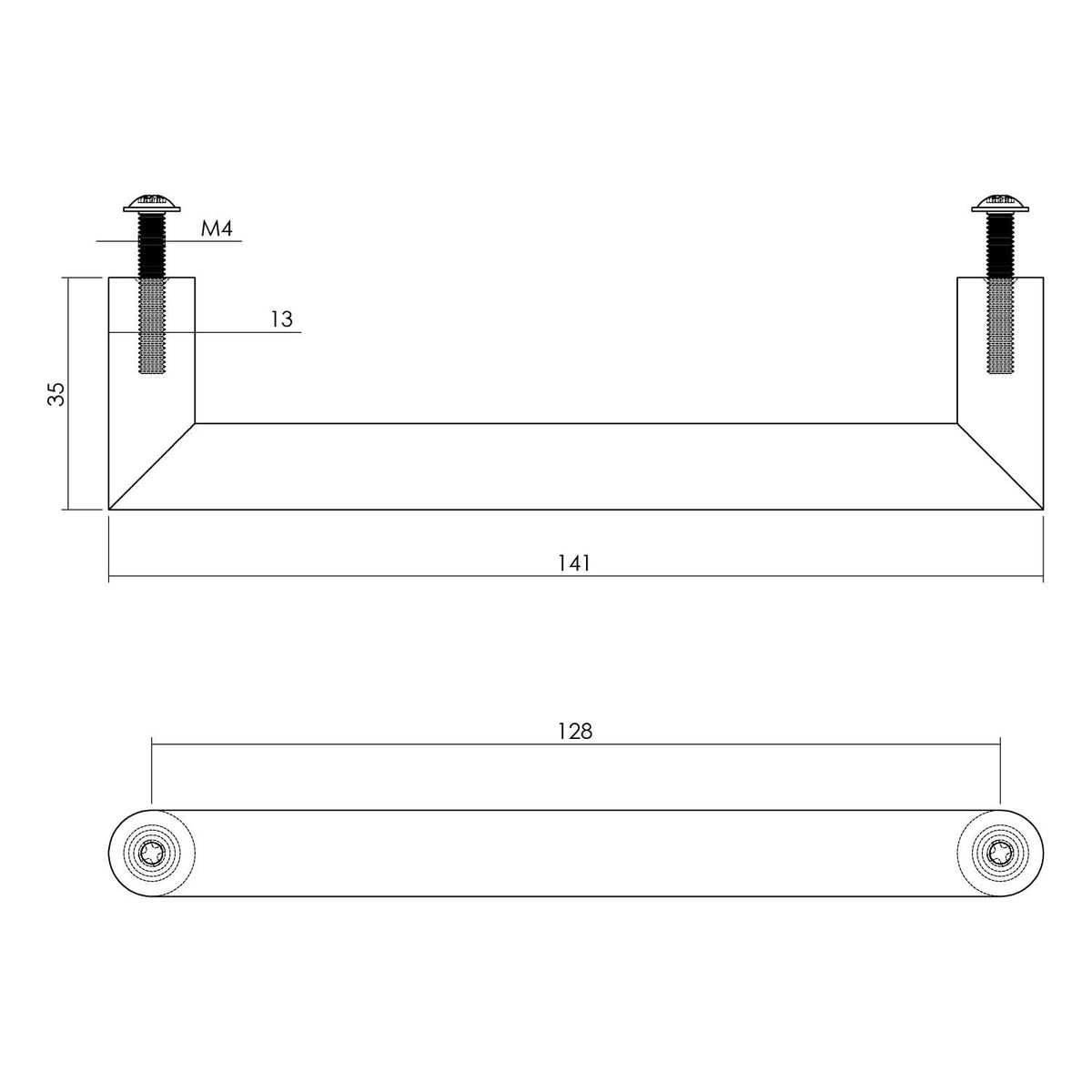 Intersteel Meubelgreep Hoek 90° 141mm Zwart – detail