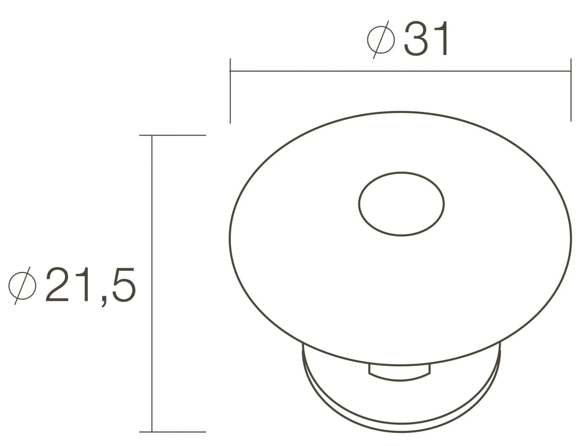 Intersteel meubelknop 30 mm messing gebruineerd – detailopname
