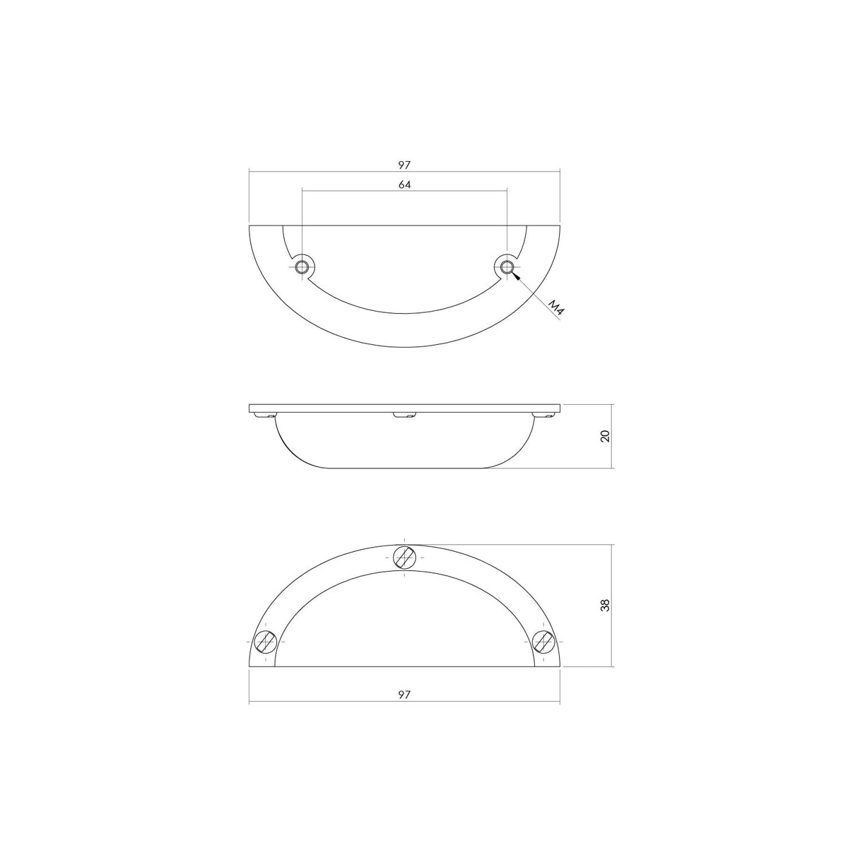 Intersteel Komgreep 64/94mm Messing Antiek – detail