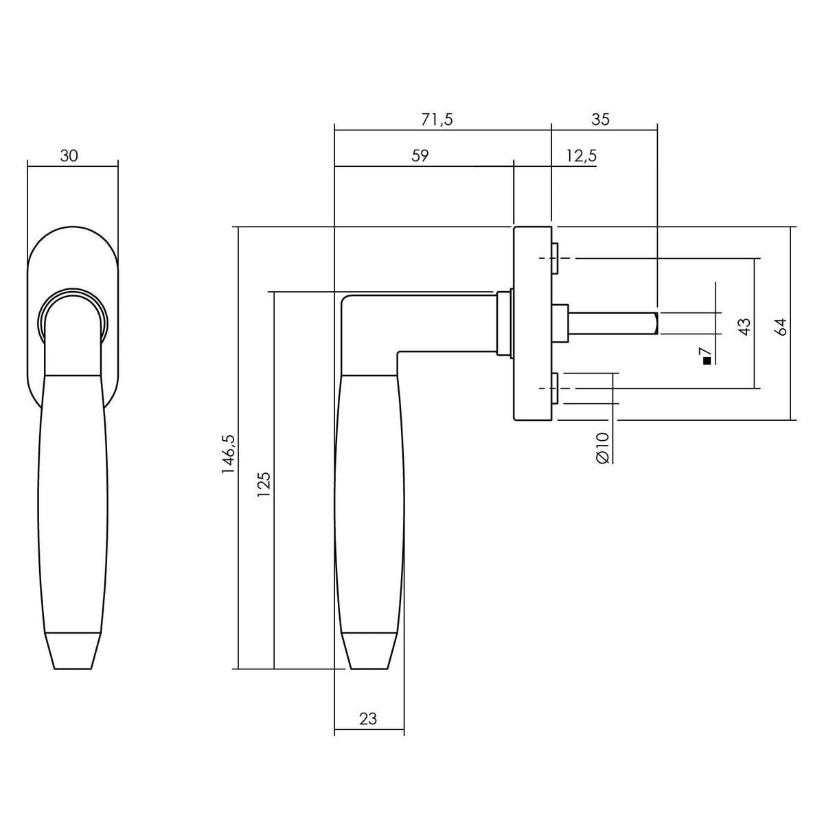Intersteel raamkruk Combinatie RVS geborsteld detail