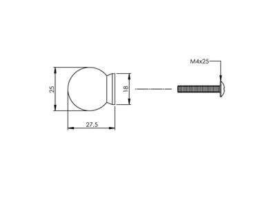 Intersteel meubelknop bolrond met achterplaat RVS geborsteld detail